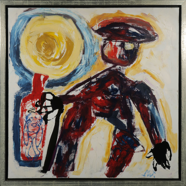 Martin van Wordragen: Olieverf op doek, Berouwvolle drinker - Ingelijst (Groot) verkocht voor € 1000!