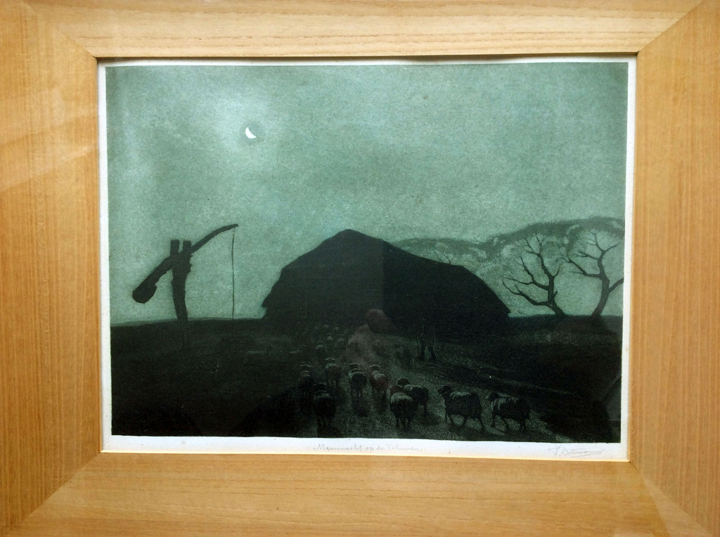 Tjeerd Bottema - Maannacht op de Veluwe - kleurenets/aquatint kopen? Bied vanaf 125!