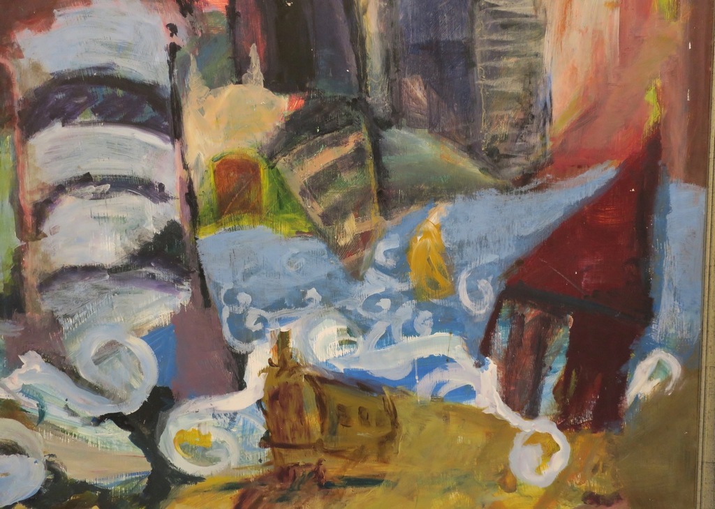 Annette Wessels: Acryl op board, Kasteel - Ingelijst (Zeer groot) kopen? Bied vanaf 100!