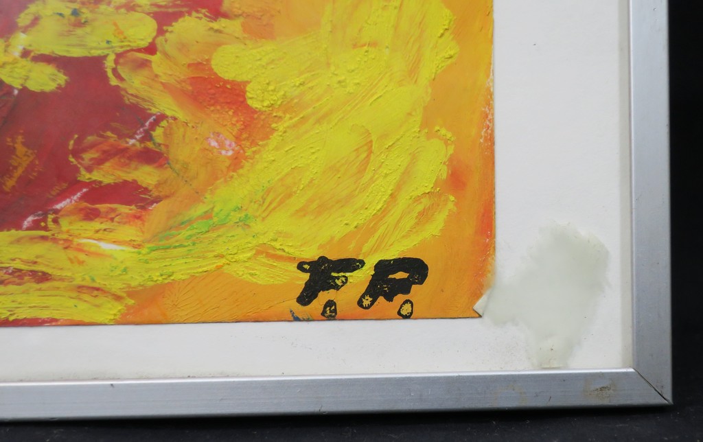 Finn Pedersen: Acryl en Aquarel op papier, Z.T. CoBrA figuur - Ingelijst kopen? Bied vanaf 150!