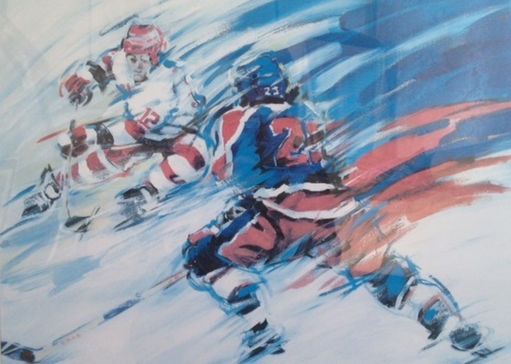 Jan Hofland, kleurenlitho, ijshockey spelers  kopen? Bied vanaf 25!
