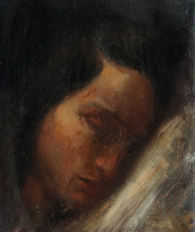Henri van Daalhoff (1867 - 1953) - olieverf op doek - een rustende vrouw  verkocht voor € 140!