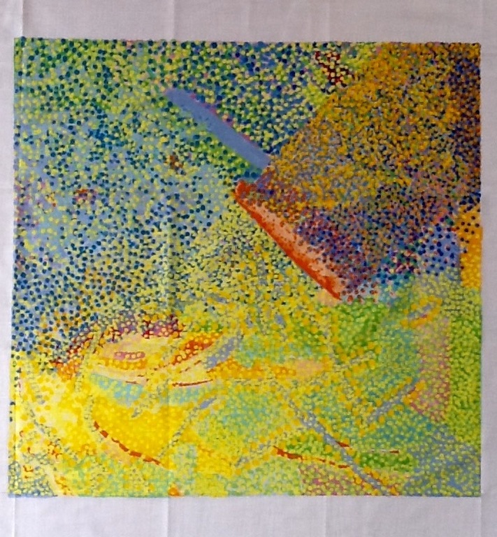 Jaap Hillenius, zeefdruk op zijde, The Reading of Proust verkocht voor € 70!