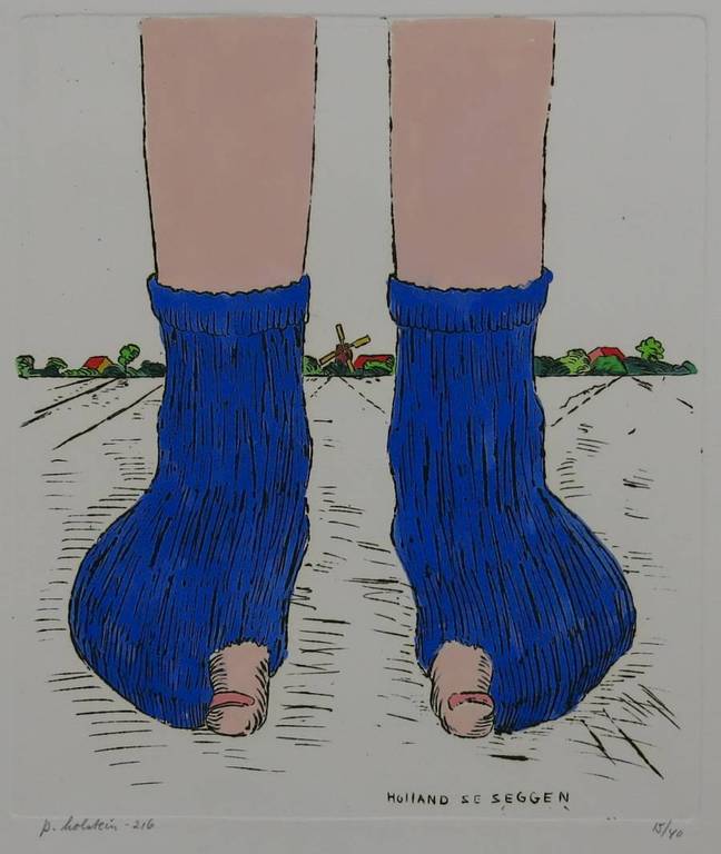 Pieter Holstein: Handgekleurde Ets, Holland se seggen verkocht voor € 70!