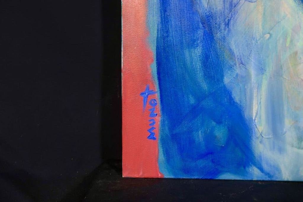 Onbekende kunstenaar: Acryl, Dos en el carro azul kopen? Bied vanaf 1!