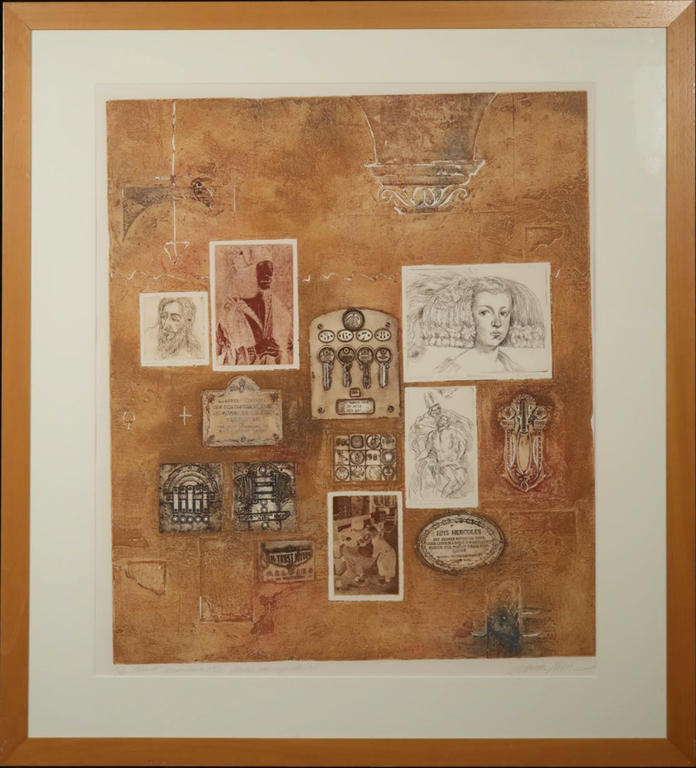 Enric Adsera Riba: Ets, Muren van mijn atelier - Ingelijst (groot) verkocht voor € 40!