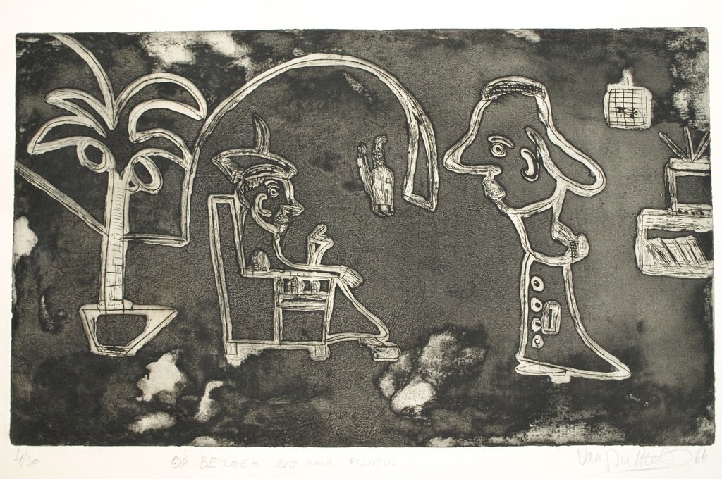 Theodoor Herbert van Putten – Ets – Op bezoek bij ome Pilatus – 1966 kopen? Bied vanaf 1!