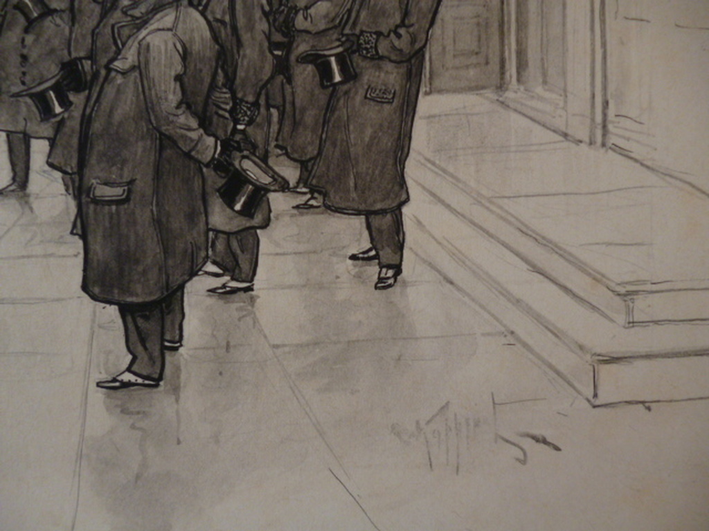 Cornelis Koppenol - gewassen inkttekening - Uitvaart van een toneelspeler kopen? Bied vanaf 200!