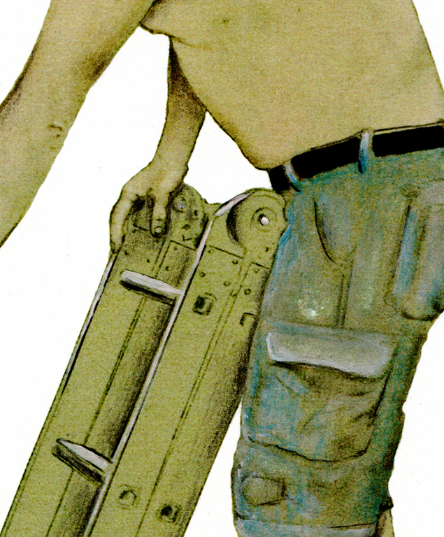 Henk Olijve, acryl, inkt en potlood op papier, Laddermannen kopen? Bied vanaf 32!