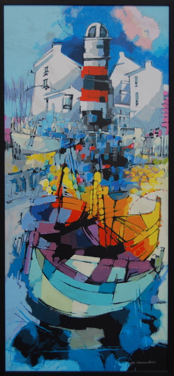 Hendrik van Veenendaal, zeefdruk op paneel: Vuurtoren II verkocht voor € 50!
