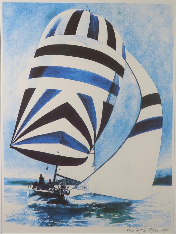 Rene Brone: Litho, Zeilen - Ingelijst verkocht voor € 38!