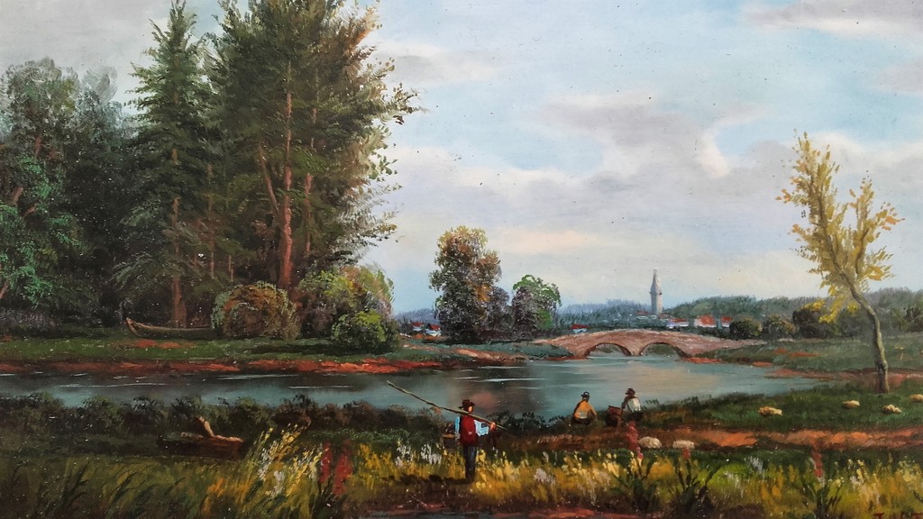 Landschap - Olieverf op Paneel - Gesigneerd kopen? Bied vanaf 1!