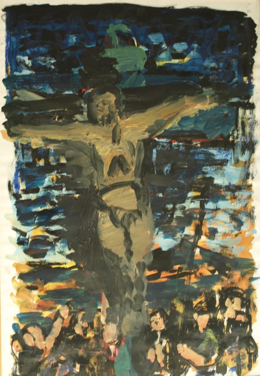 Peter Klashorst : Acrylverf op papier – Golgotha - ingelijst - 1994 kopen? Bied vanaf 1!