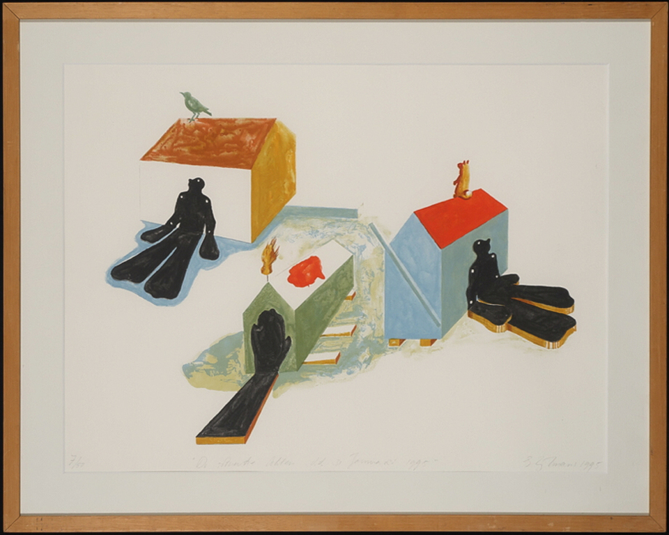 Sylvie Zijlmans: Zeefdruk, De situatie ochten - Ingelijst kopen? Bied vanaf 35!