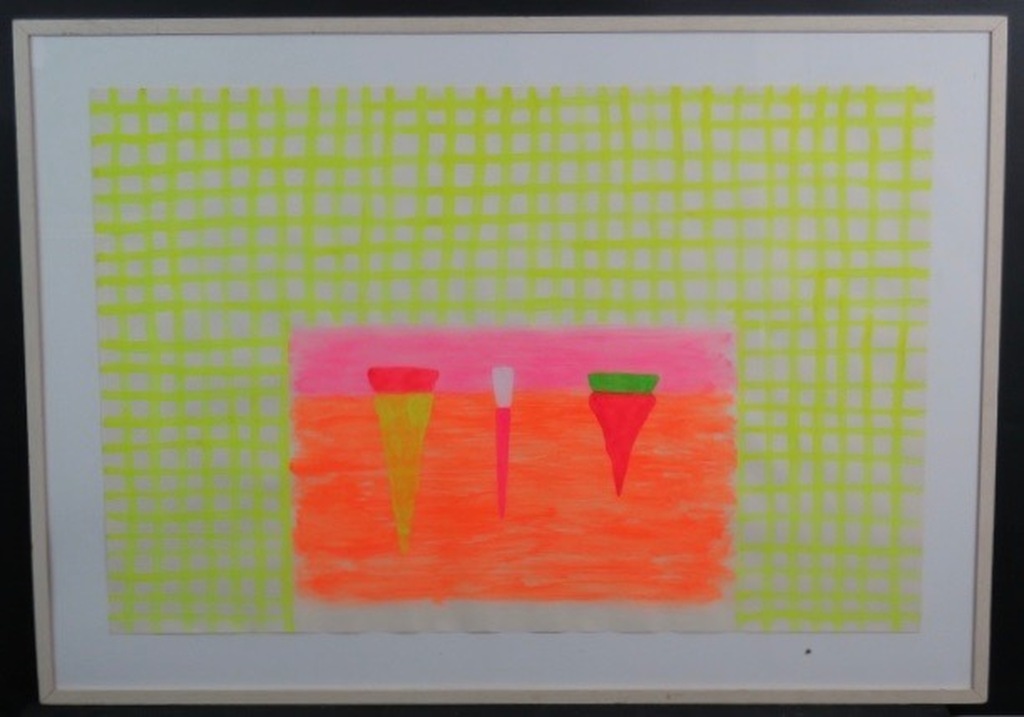 Fransje Killaars: Acryl op papier, Zonder titel -Ingelijst (groot)  verkocht voor € 90!