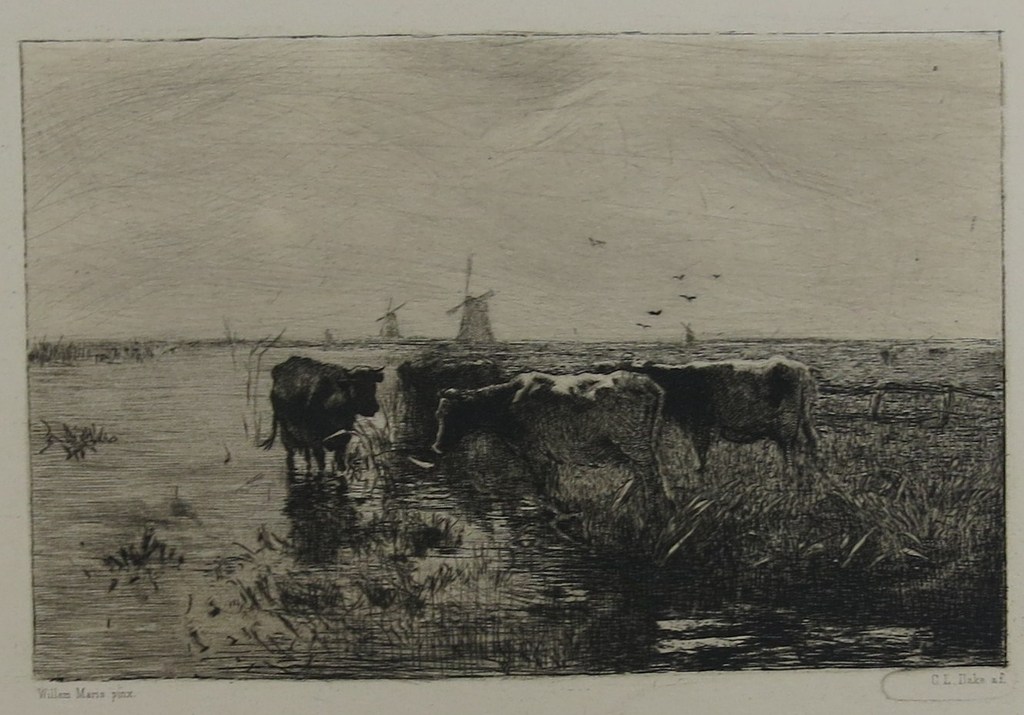 Carel Lodewijk Dake: Ets, Aan de Vreelandsche plassen verkocht voor € 50!