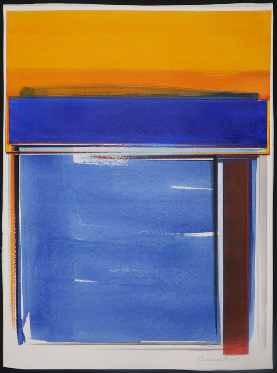 Peter van Drumpt: Aquarel, Z.T. (Oranje/blauw) kopen? Bied vanaf 40!