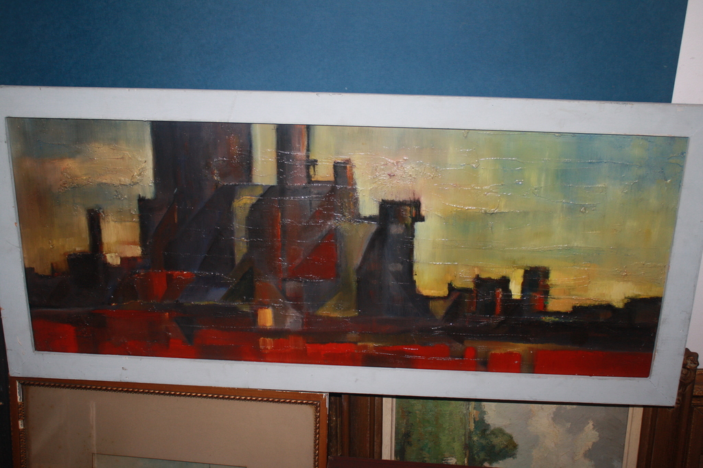 AMSTERDAMSE DAKEN in AVONDLICHT - BIJZONDER CUBISTISCH WERK kopen? Bied vanaf 1!