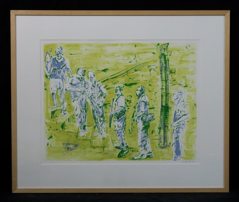 Rob Birza: Zeefdruk, Soldiers in damaged house - Ingelijst kopen? Bied vanaf 40!