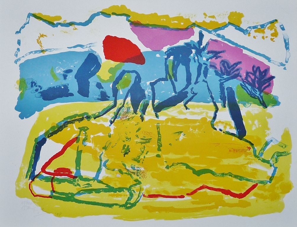 Pieter Defesche, kleurenlitho, zonder titel, 1998, oplage 100stuks verkocht voor € 50!