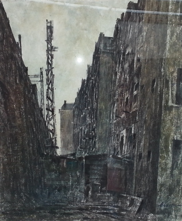 Frederik Beerbaum (1942) - Spoorbaan, gouache gesigneerd verkocht voor € 65!