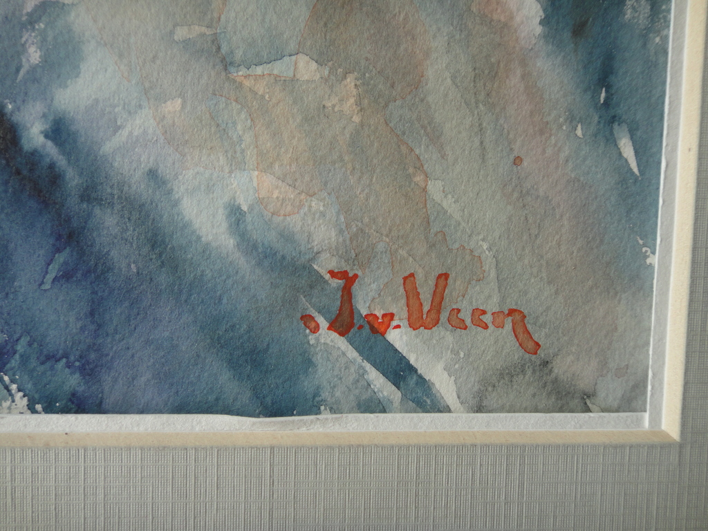 Jaap van Veen, aquarel, jaren '70 portret van dame met lang blond haar kopen? Bied vanaf 1!