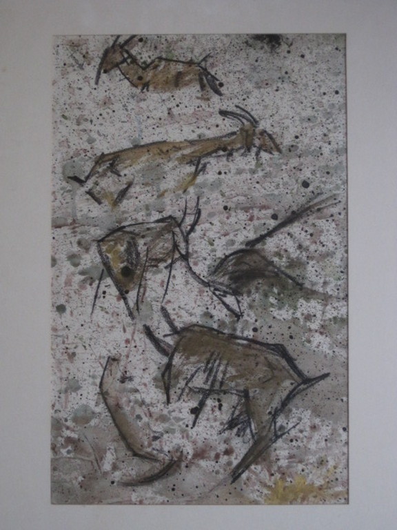 Zeldzaam intuitief werk van Theo Hoogewerf (1944-) Gouache  "Marije's Kudde"  kopen? Bied vanaf 1!