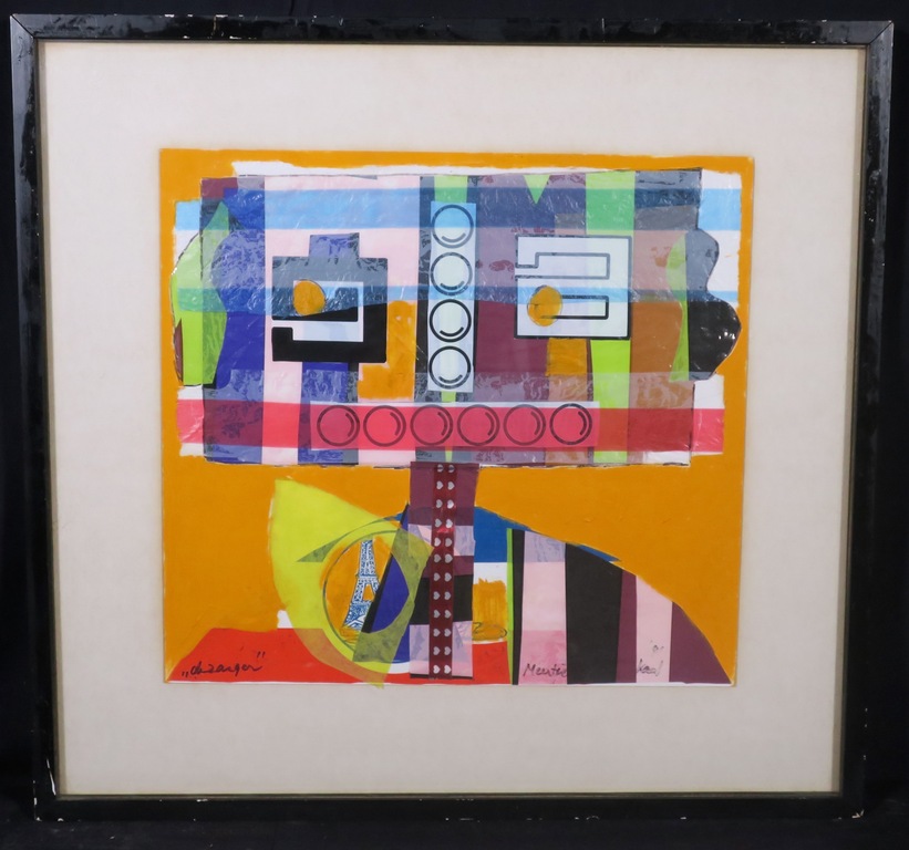 Meertje Kaal: Olieverf en collage op karton, De zanger - Ingelijst kopen? Bied vanaf 1!