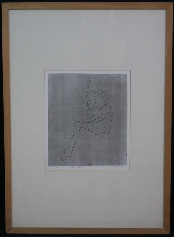 Hanny Ramaer: Droge naald, Zittend -Ingelijst verkocht voor € 40!