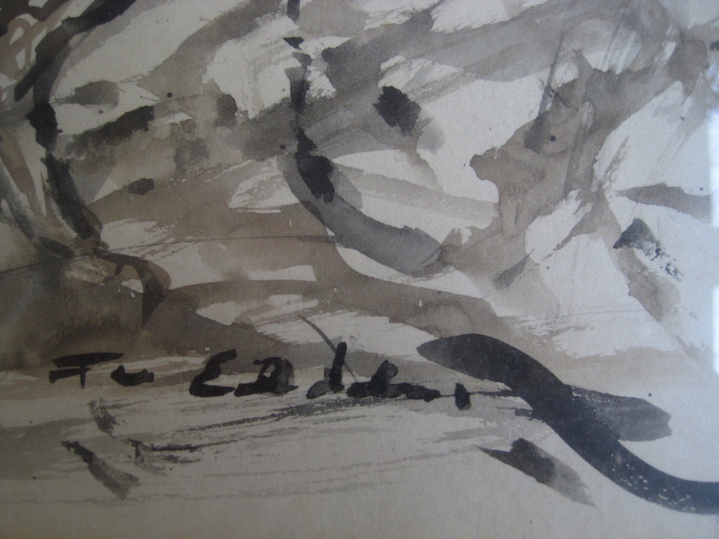 Mooie dynamische Gouache/Inkt "vluchtende paarden" gesigneerd Frits van Eeden   kopen? Bied vanaf 1!