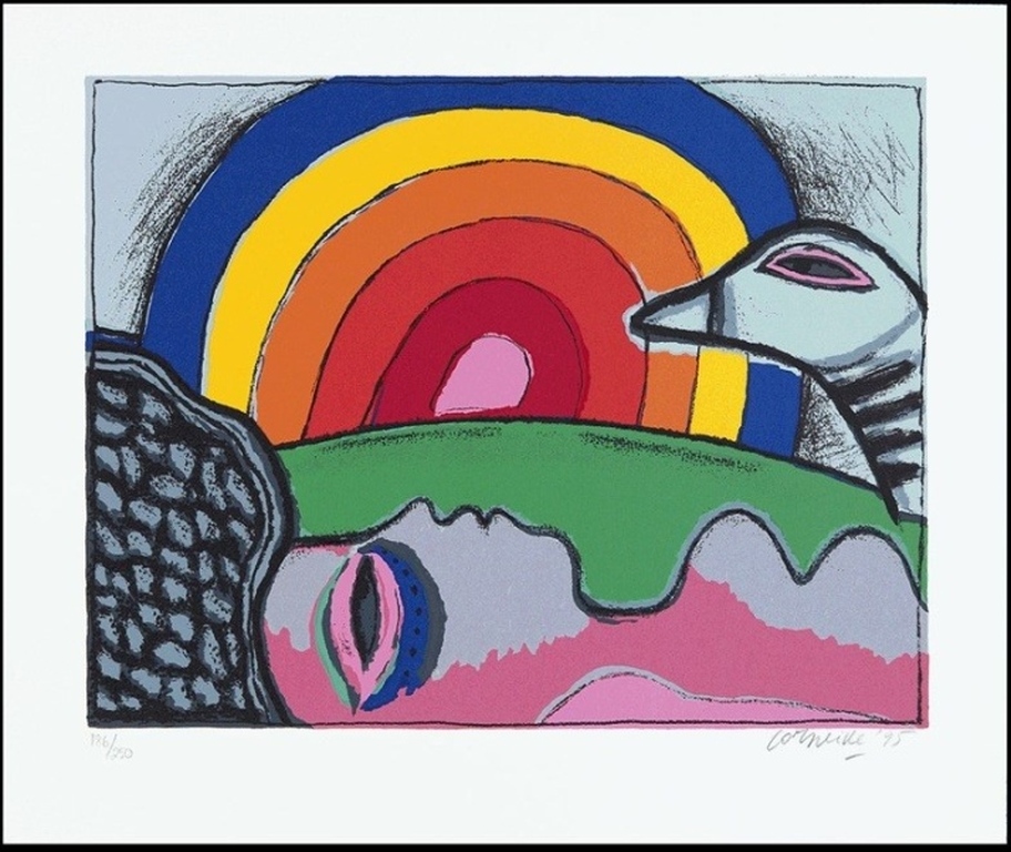 Corneille: Zeefdruk, Femme a l'arc-en-ciel verkocht voor € 120!