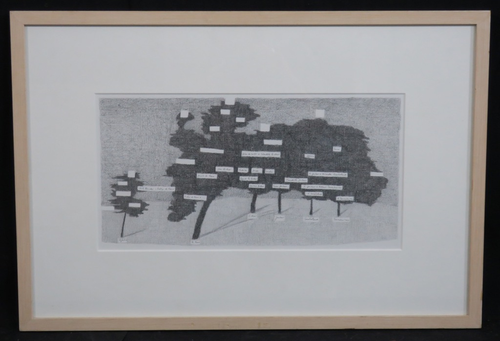 Florette Dijkstra: Grafiet op papier, Stambomen op het Bickersplein - Ingelijst kopen? Bied vanaf 35!