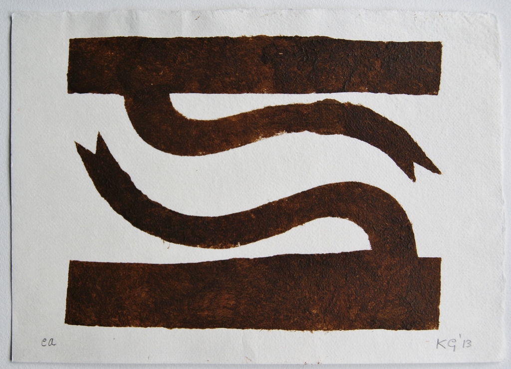 Klaas Gubbels sjabloondruk 'Gespiegeld' - 2013 verkocht voor € 295!