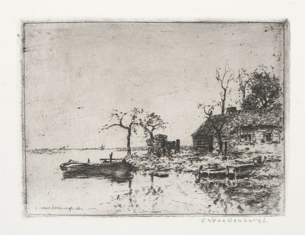 Cornelis Vreedenburgh: Ets, Boerderij en sloep verkocht voor € 45!