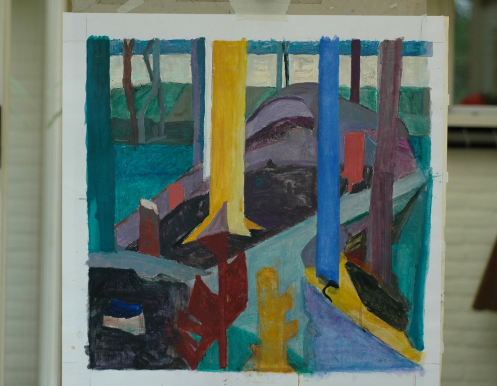 Hans Ebeling Koning, gouache, Vijver met Bomen kopen? Bied vanaf 100!