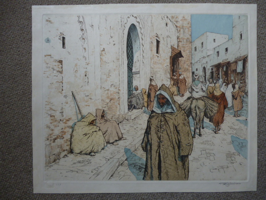 Tavik Frantisek Simon - kleurenets - Figuren in een Marokkaanse straat kopen? Bied vanaf 200!