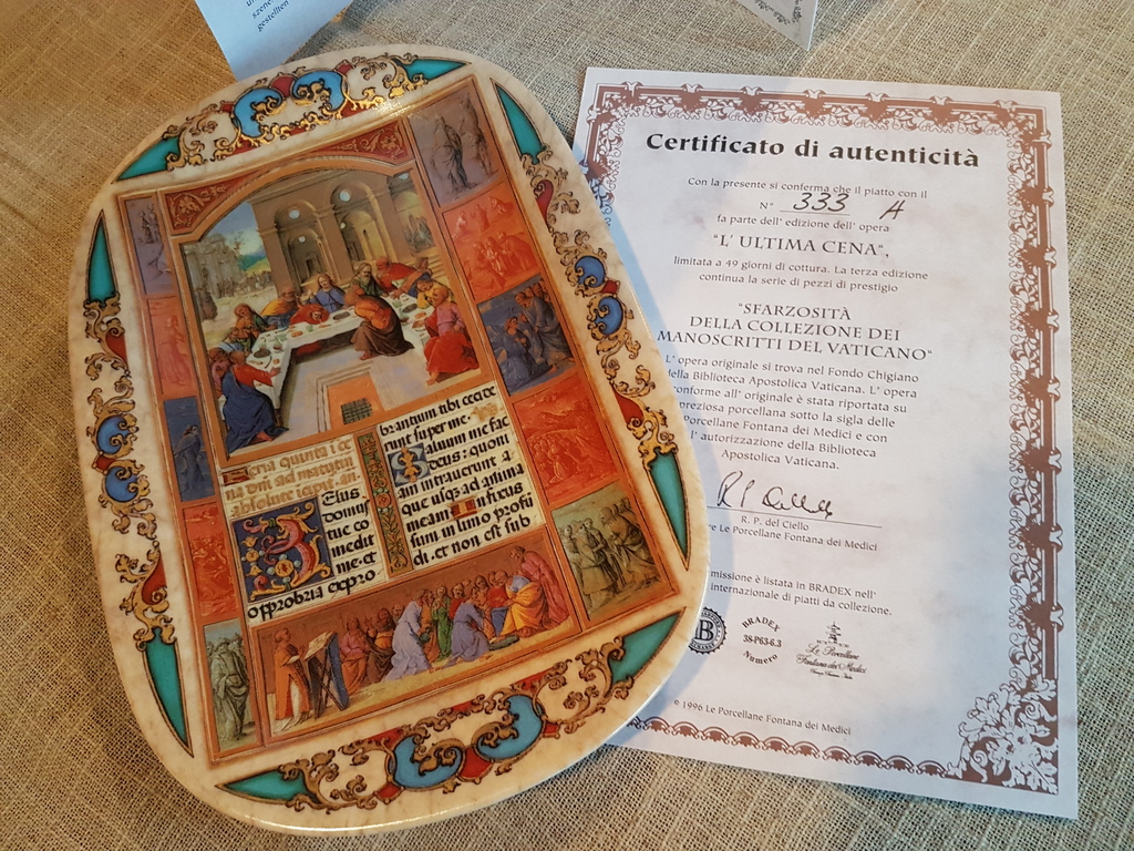 Porseleinen bord met de hand beschilderd-I Tesori del Vaticano-Ultima Cena kopen? Bied vanaf 1!