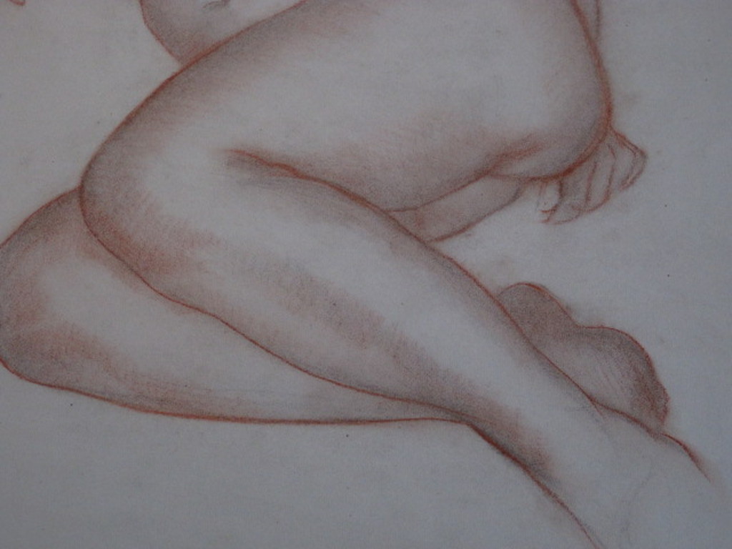 Gesigneerde roodkrijttekening "liggend vrouwelijk Naakt" door Frits Schiller  kopen? Bied vanaf 1!