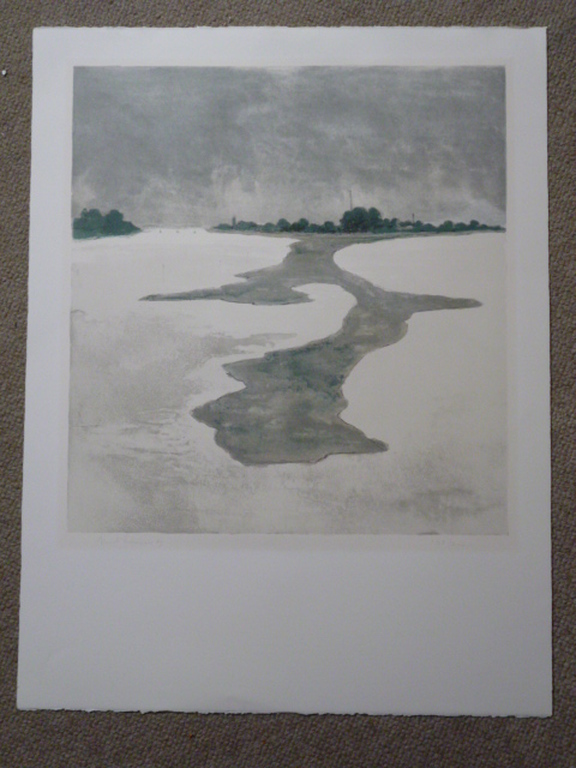 Mart Kempers - kleurenlitho - Rivierlandschap kopen? Bied vanaf 30!