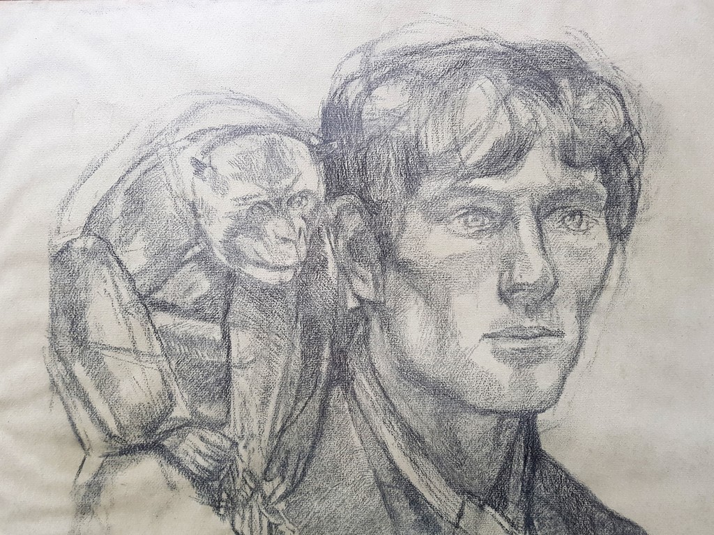 Henri Frederic Boot - Tekening - Zoon van de schilder met aap kopen? Bied vanaf 1!