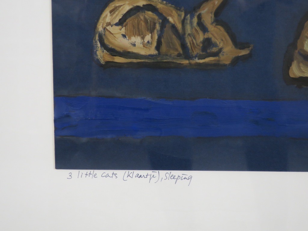 Meertje Kaal: Acryl op papier, 3 Little cats (Klaartje), sleeping - Ingelijst kopen? Bied vanaf 1!