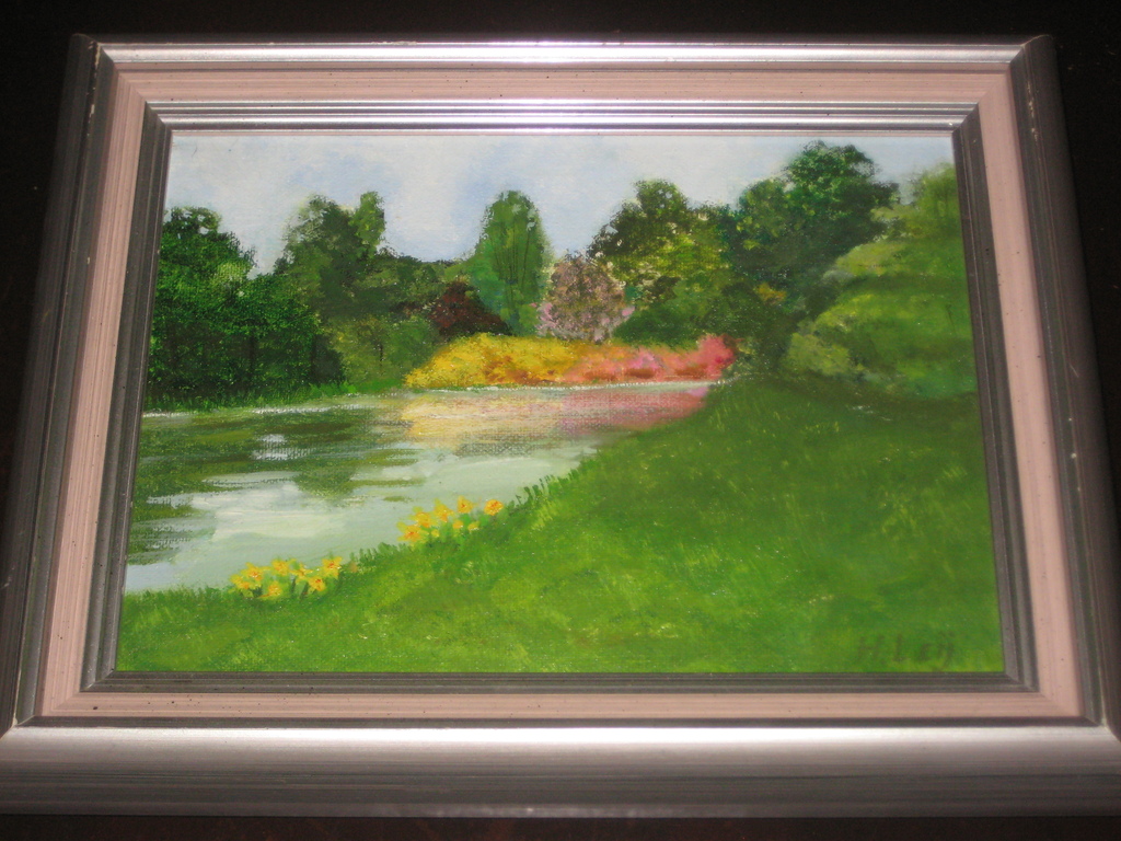 waterrijk landschap olieverf op doek gesigneerd kopen? Bied vanaf 5!