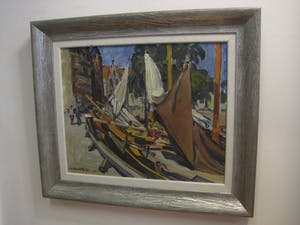 Jan van Anrooy - Jan van Anrooij 1901-1988 "Hoorn afgemeerde boten aan gracht" olieverf gesig kopen? Bied vanaf 1!
