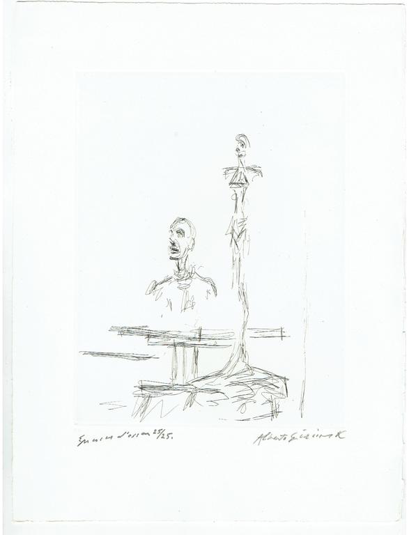 ALBERTO GIACOMETTI (1901-1966)Etching - Dans l'Atelier-(Lust 187) verkocht voor € 1000!