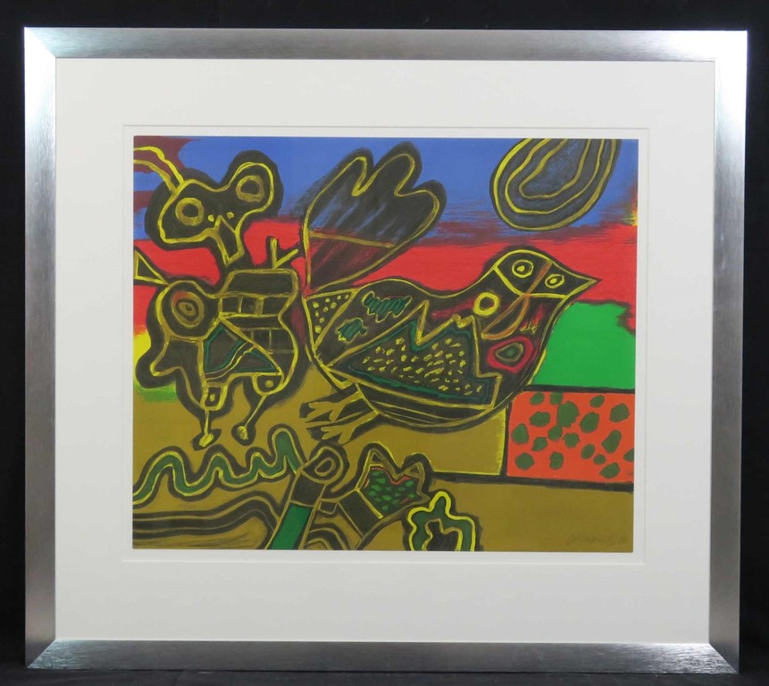 Corneille: Litho, Oiseau ne du paysage - Luxe Ingelijst (Groot) verkocht voor € 410!