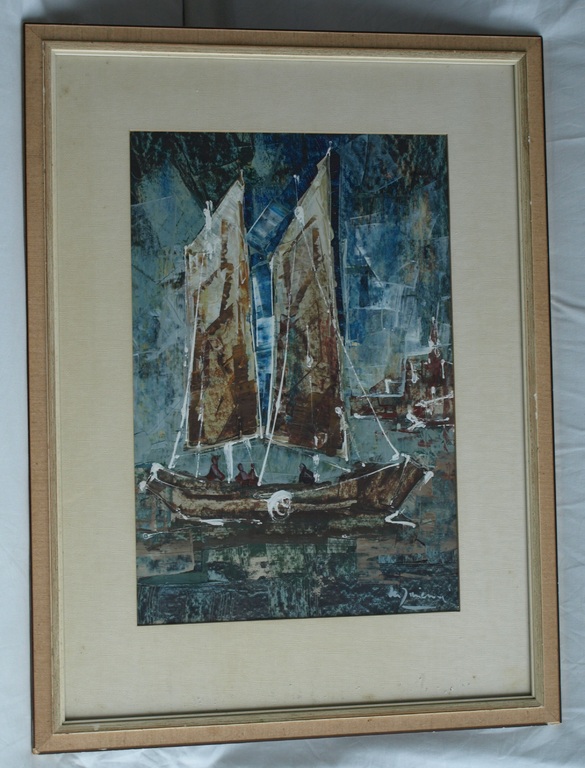 Onbekend – Gouache, Zeilschip – gesigneerd & ingelijst - ca 1940 kopen? Bied vanaf 1!