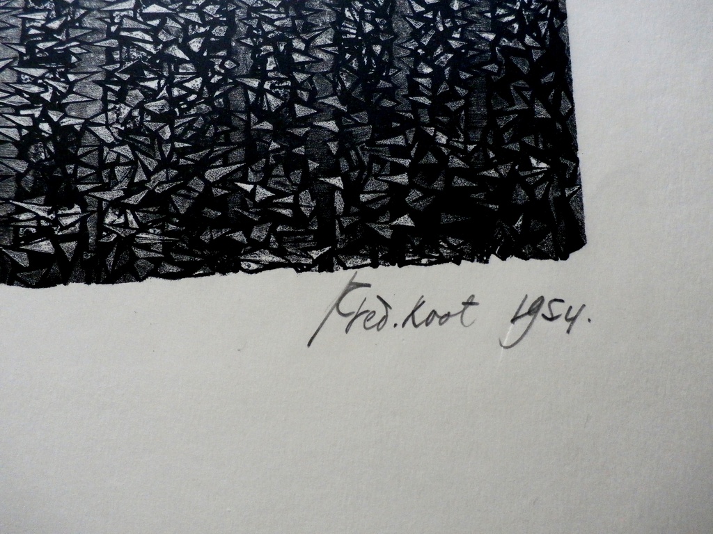 Fred Koot - Litho: Archeron IV  (Surrealistisch landschap)  - 1954 kopen? Bied vanaf 30!