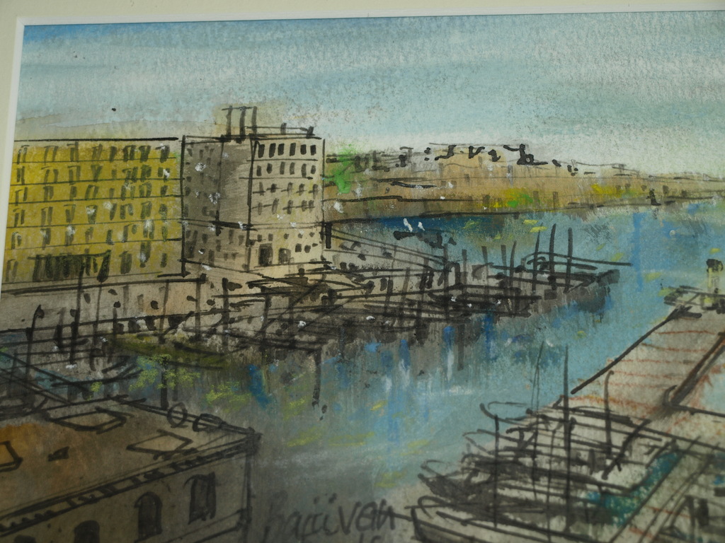 DICK VOS (1942) – Gemengde techniek –“Baai van Napels” – Gesigneerd & ingelijst  kopen? Bied vanaf 45!