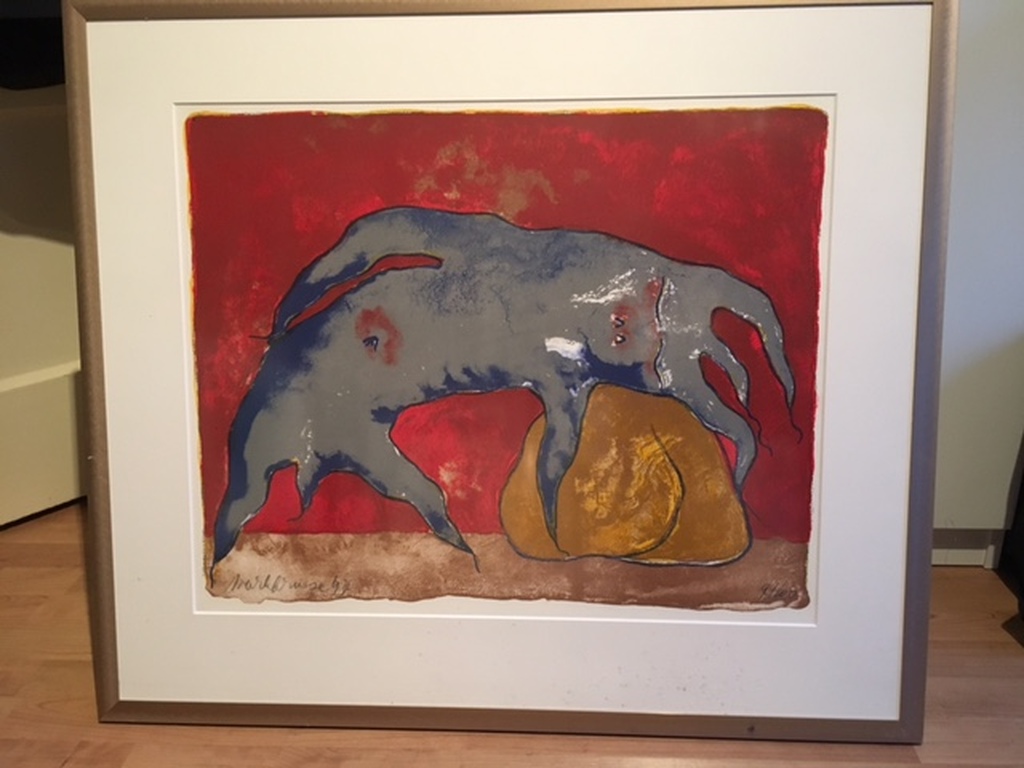 Mark Brusse, handges kleurenzeefdruk, mooie lijst en PP en lagere prijs kopen? Bied vanaf 58!