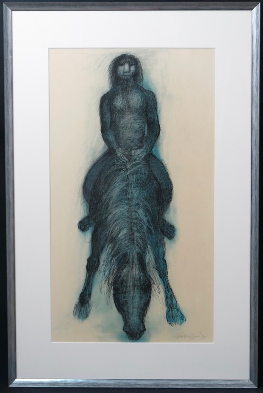 Gerrit de Moree: Inkt op papier, Horseman -Ingelijst verkocht voor € 180!